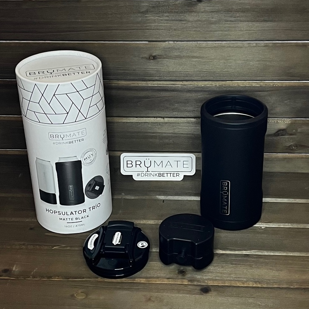 BruMate Hopsulator Trio Matte Black | 12/16oz Standard Cans Matt Black